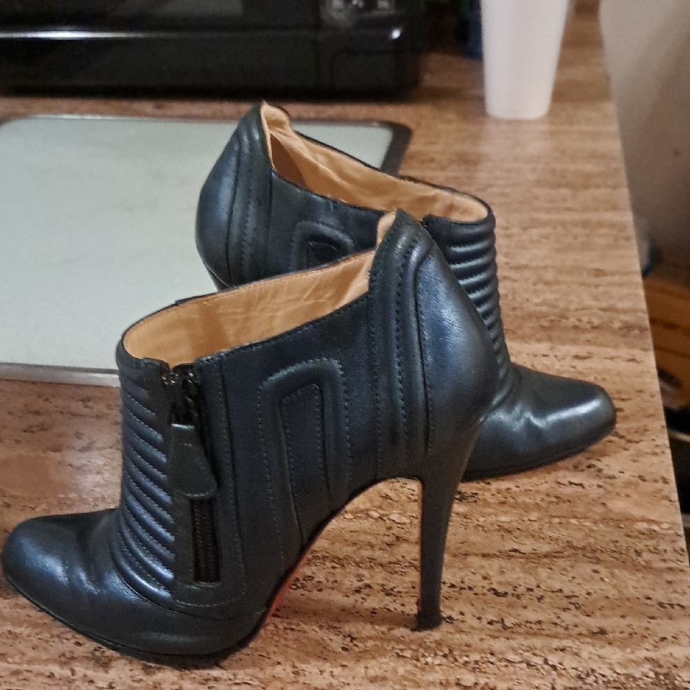 Teal Christian Louboutin  Leather Ankle Boots - Picture 10 of 15